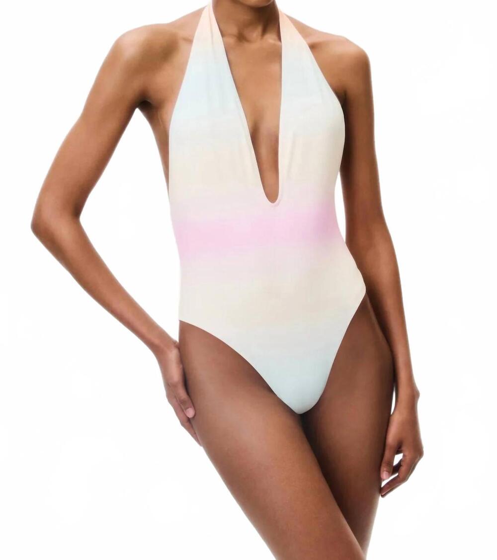 NEW LOVESHACKFANCY meegan ombre one-piece swimsuit in pacific glow